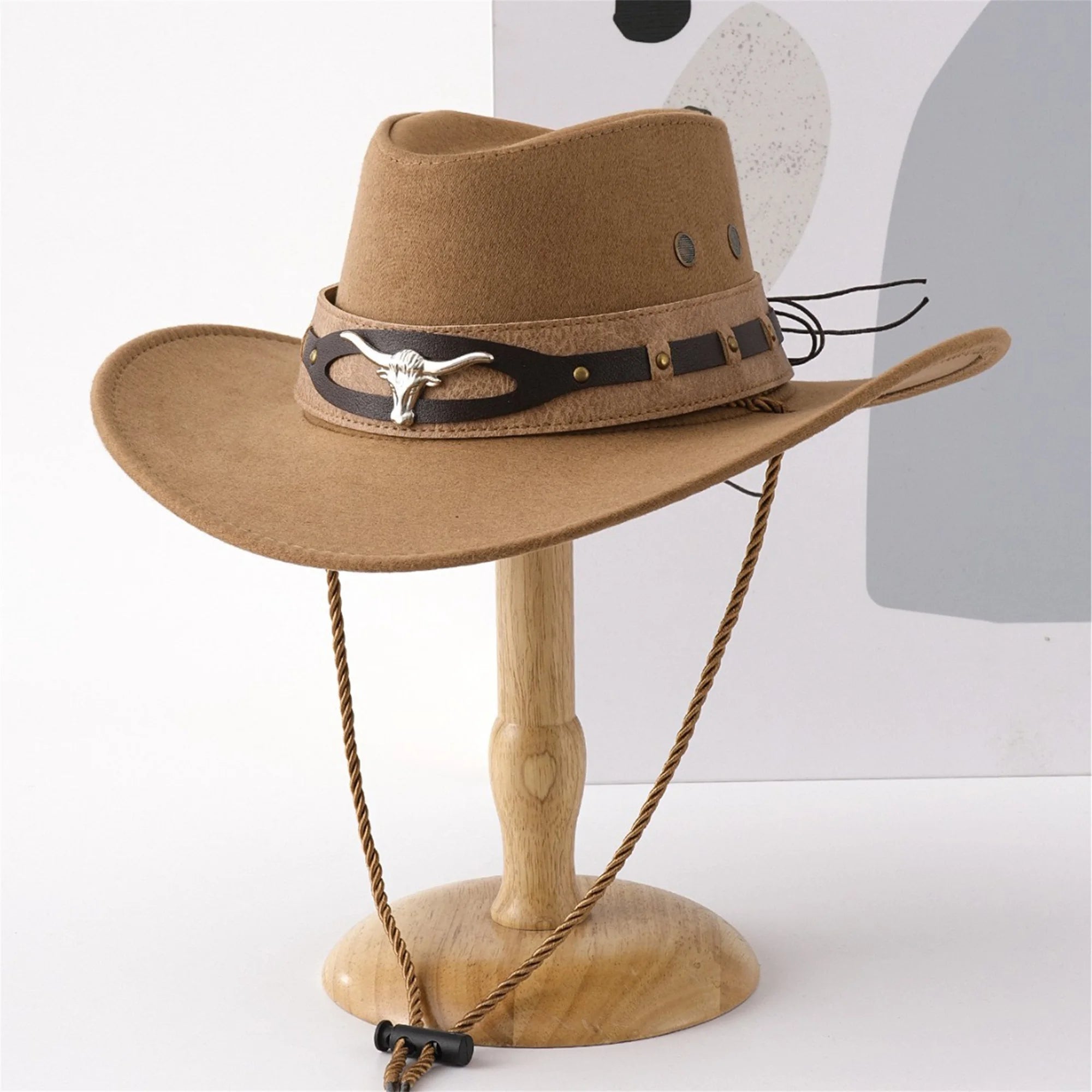 Chic Unisex Cowboy Hat for Sun Protection with Stylish Wide Brim - Fashionable Felt Cowgirl Hat - MANDOTOS INTERNATIONAL