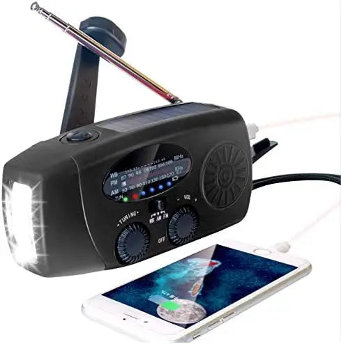 2000mAh Emergency Crank Weather Radio with LED Flashlight, Alertsync Portable AM/FM/NOAA Solar Radio with Phone Charger, SOS Ala - MANDOTOS
