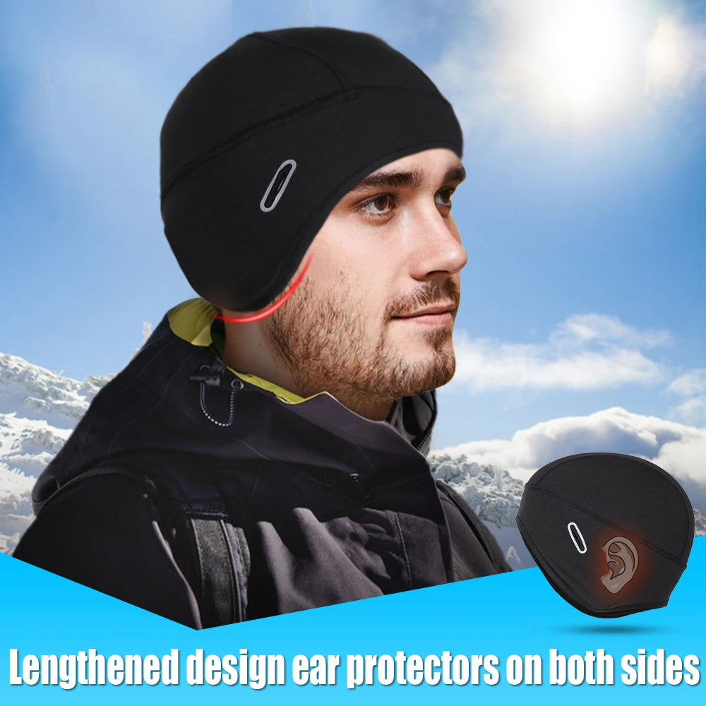 Winter Thermal Hats Fleece Beanies Ear Warmer Outdoor Sports Ski Snowboard Running Cycling Bike Soft Stretchy Cap Headwear Men