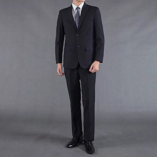 Casual Two-Piece Suit for Men Business Professional Youthful Style Cotton Spring Summer Autumn Wear Double-Cuffed Office Appr...