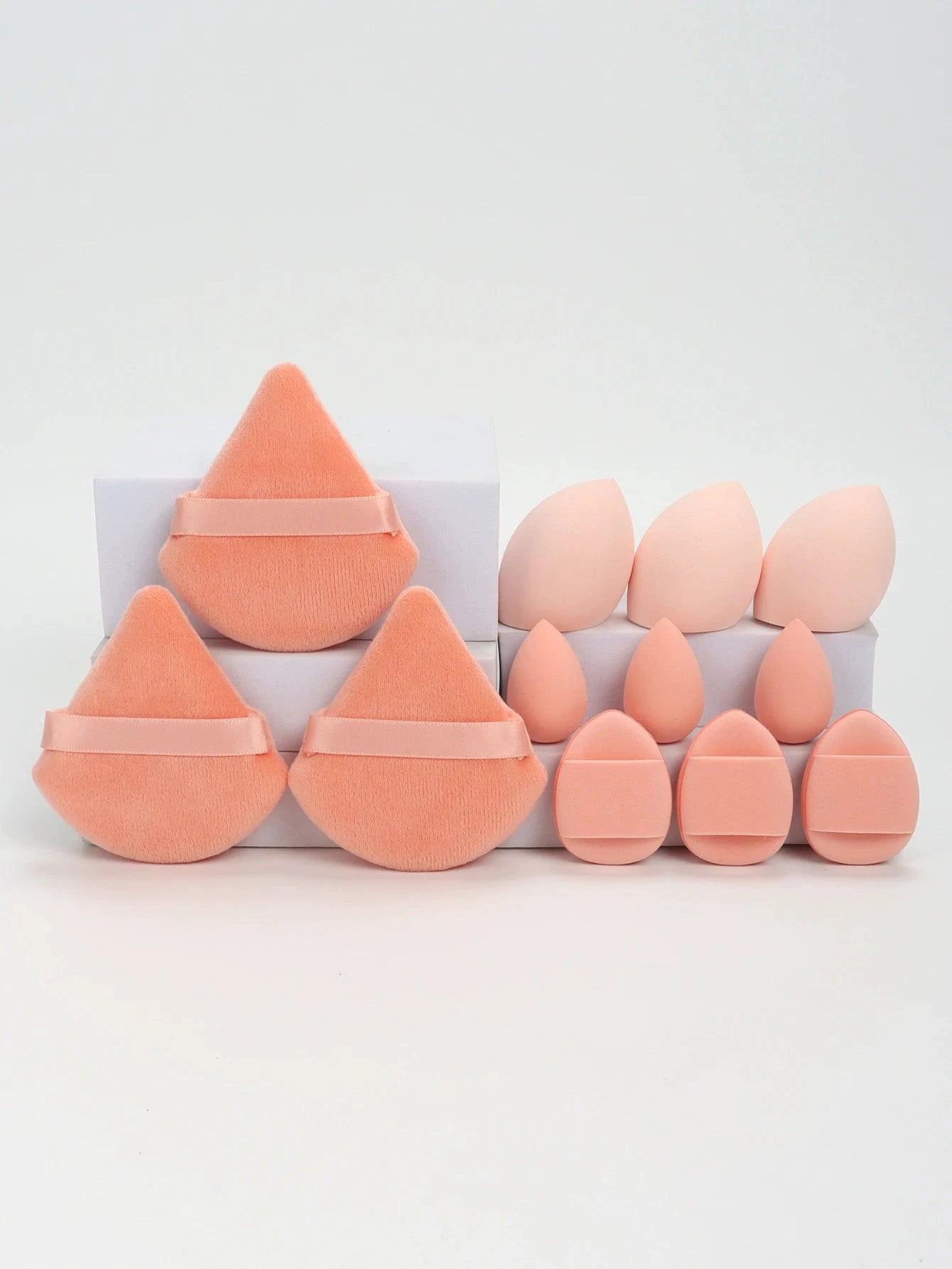 12 Piece All Purpose Makeup Sponge Set with Loose Powder Puffs Mini Air Cushion Puffs Beauty Eggs and Mini Beauty Sponges - MANDOTOS