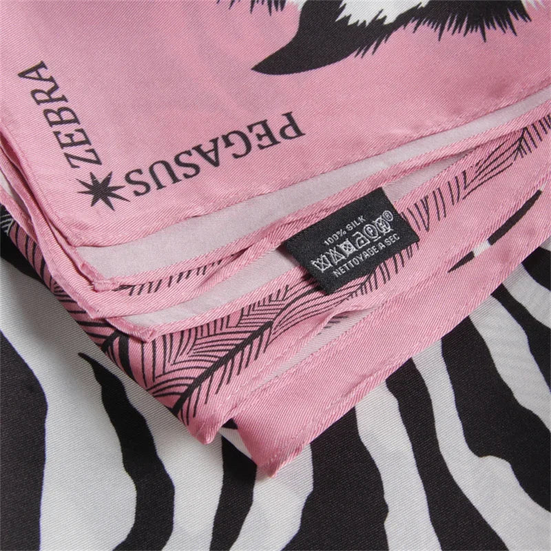 90x90cm New Design Horse Universe Printed Twill Silk Scarf Square Scarves Lady Wraps Kerchief Woman Neck Shawl Wraps