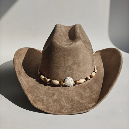 New Big Brim Cowgirl Cowboy Vegan Suede Hat Felt Fedora Hat for Women Men Classic and Fashionable All-match Hat sombrero vaquero