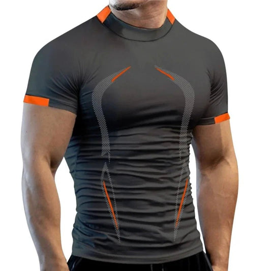 New Summer Gym Breathable T Shirt Men Quick Drying Jogging TShirt Men Training Tees Fitness Tops Running T-shirt MANDOTOS