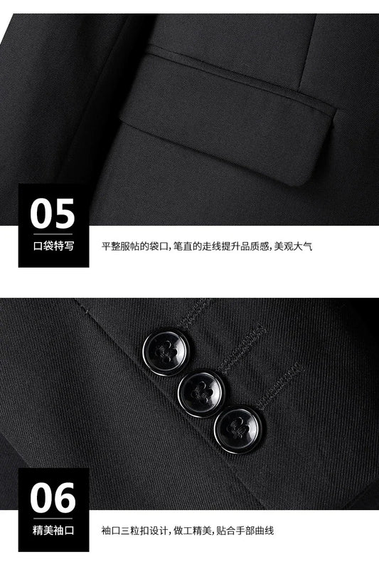 8XL Suit (Blazer+pants) Fashion Business Gentleman Italian Style Slim Solid Color Professional Suit Wedding Groom Best Man Suit