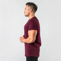 T Shirt Men Casual Short Sleeve Muscle Joggers Bodybuilding Tshirt Male Gym Fitness Tops Tee Streetwear Slim Fit Summer T-shirt MANDOTOS