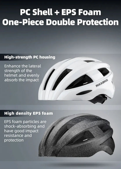 ROCKBROS Bicycle Light Helmet MTB Road USB Warning Rear Light Cycling Helmet EPS PC Intergrally-molded Safety Bike Helmet - MANDOTOS