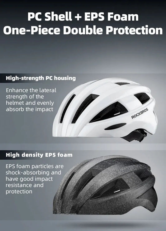 ROCKBROS Bicycle Light Helmet MTB Road USB Warning Rear Light Cycling Helmet EPS PC Intergrally-molded Safety Bike Helmet - MANDOTOS
