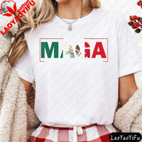 MAGA Mexicans Ain't Going Anywhere T-Shirt Mexican American Shirt Mexican Vintage Fashion Letter Print Tops Summer Clothes