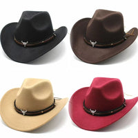 New denim hats for men and women, Western cowboy hats, five pointed star belt hats, soft woolen hats
