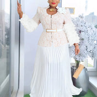 Customized Elegant Dress Women for Wedding Party Summer Autumn African V-neck Long Sleeve Evening Long Maxi Dress Gowns Africa C
