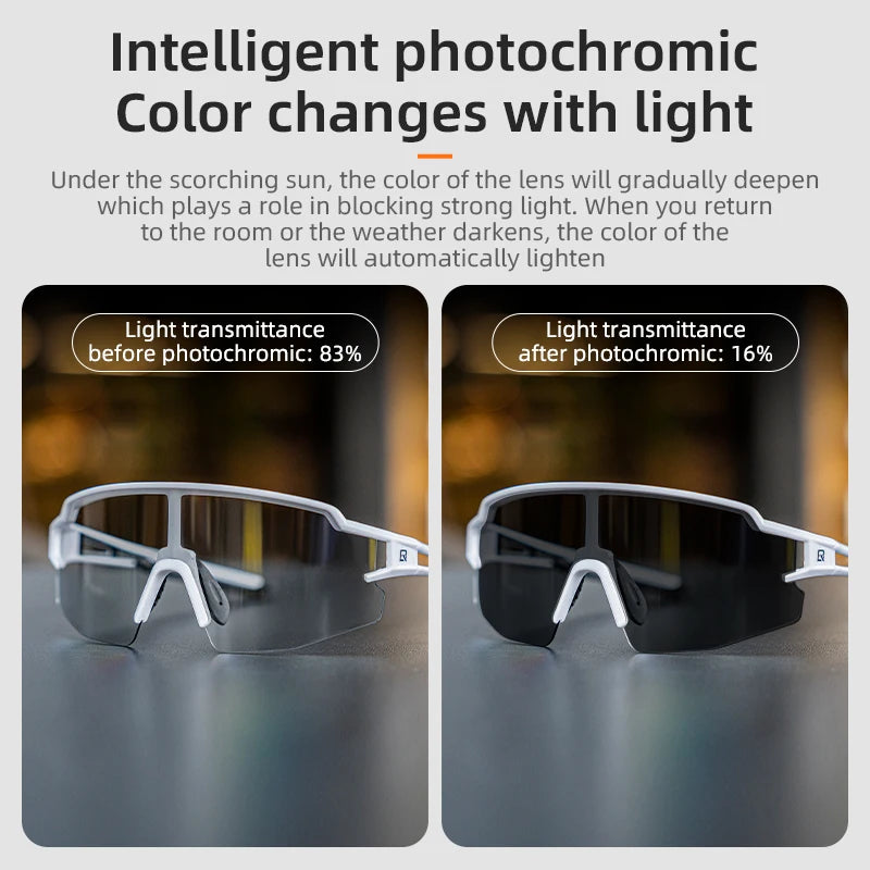 ROCKBROS Cycling Glasses Photochromic Polarized Lens Bike Glasses UV400 Protection Eyewear Sunglasses MTB Road Bicycle Goggles - MANDOTOS