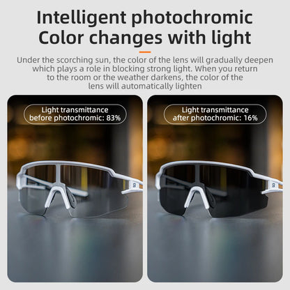 ROCKBROS Cycling Glasses Photochromic Polarized Lens Bike Glasses UV400 Protection Eyewear Sunglasses MTB Road Bicycle Goggles - MANDOTOS