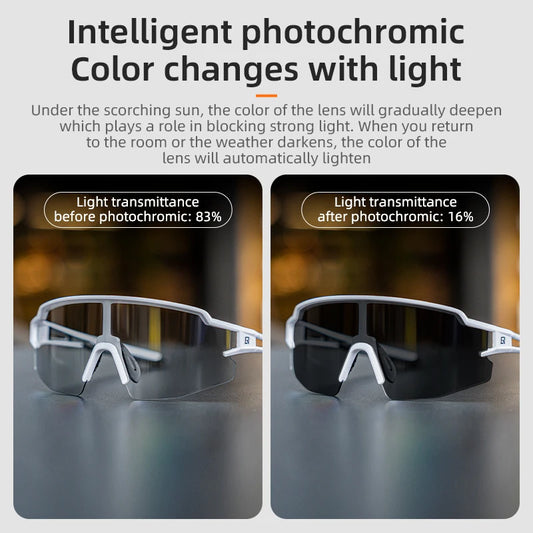 ROCKBROS Cycling Glasses Photochromic Polarized Lens Bike Glasses UV400 Protection Eyewear Sunglasses MTB Road Bicycle Goggles - MANDOTOS