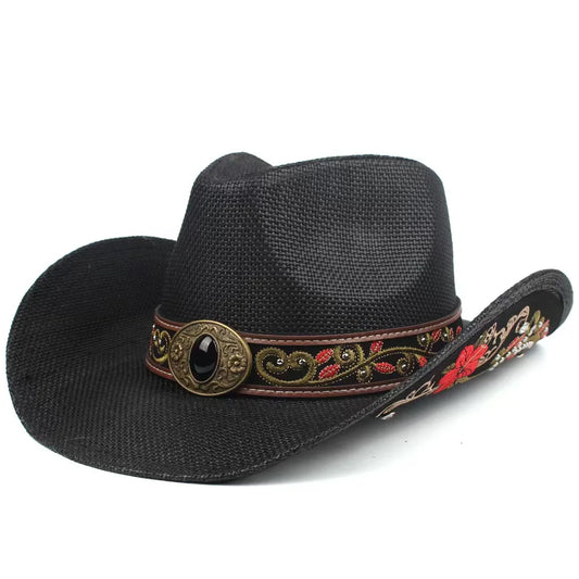 2026 Embroidery Horse Accessories Straw Cowboy Hat for Women Men – Western Sun Hat for Country Concert Rodeo and Cowgirl Hat