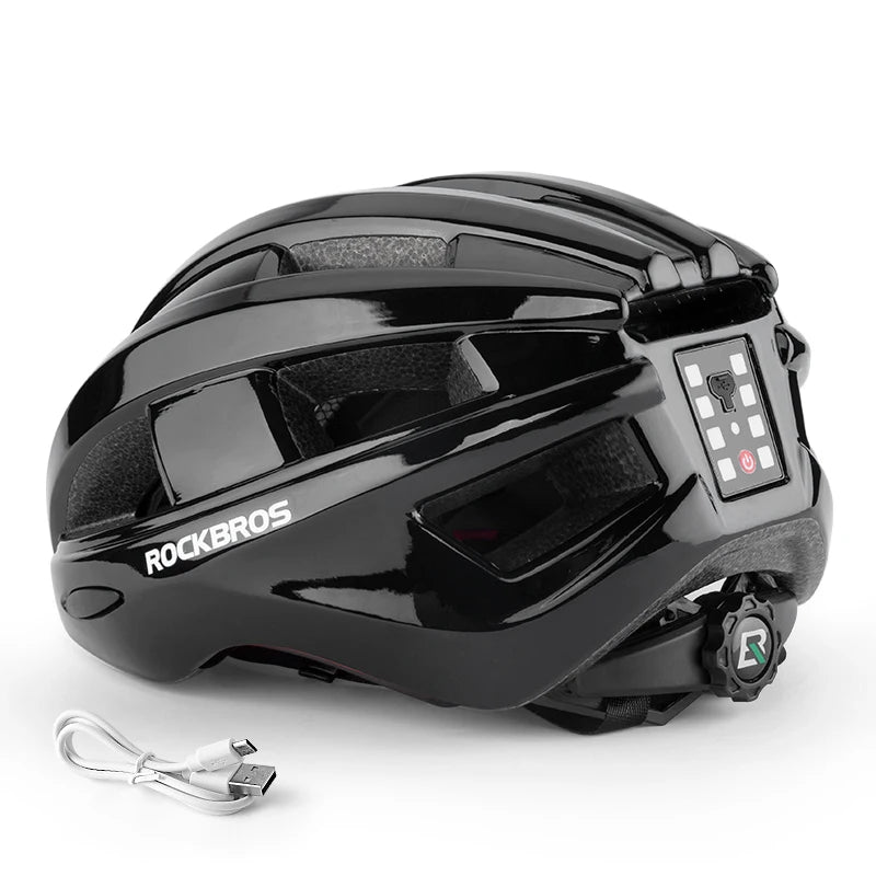 ROCKBROS Bicycle Light Helmet MTB Road USB Warning Rear Light Cycling Helmet EPS PC Intergrally-molded Safety Bike Helmet - MANDOTOS