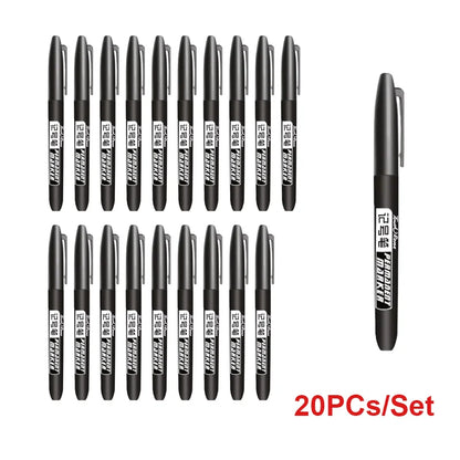 6PCs/Set Permanent Marker Pen Fine Point Waterproof Markers Thin Nib Crude Nib Black Blue Red Ink 1.5mm Fine Color Marker Pens