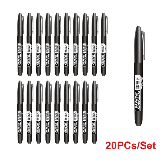 6PCs/Set Permanent Marker Pen Fine Point Waterproof Markers Thin Nib Crude Nib Black Blue Red Ink 1.5mm Fine Color Marker Pens