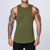 Men's Gym Clothing Summer Fitness Cotton Tank Top Men Jogging Bodybuilding Sleeveless Shirt Breathable O-Neck Casual Muscle Vest MANDOTOS