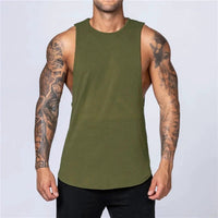 Men's Gym Clothing Summer Fitness Cotton Tank Top Men Jogging Bodybuilding Sleeveless Shirt Breathable O-Neck Casual Muscle Vest MANDOTOS