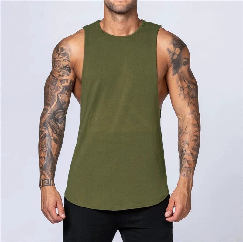 Men's Gym Clothing Summer Fitness Cotton Tank Top Men Jogging Bodybuilding Sleeveless Shirt Breathable O-Neck Casual Muscle Vest MANDOTOS