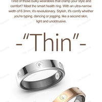 2025 Smart Ring Women Men Super narrow 6.3mm Heart Rate Health Stress measurement Monitor IP68 Waterproof Fashion Sports Rings