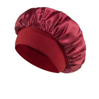Women Satin Bonnet Hair Bonnet for Sleeping Hair Care Silk Bonnets Solid Wide-brimmed Sleeping Hat with Elastic Soft Band