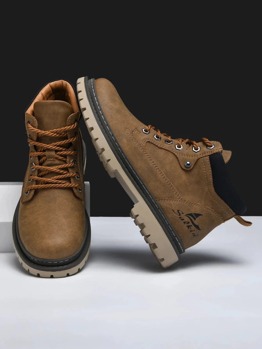 Handmade Men Boots Ankle Winter Leather Shoes Autumn Outdoor Hiking Boots Sneakers Hombres Botas High Top Footwear Anti Slip MANDOTOS