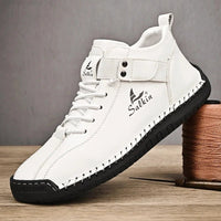 New 2025 Handmade Leather Casual Men Shoes Design Sneakers Man Breathable Leather Shoes Men Ankle Boots Outdoor MANDOTOS