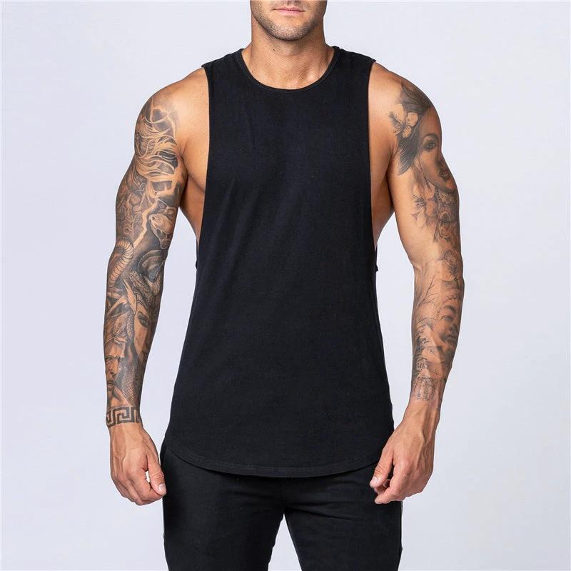 Men's Gym Clothing Summer Fitness Cotton Tank Top Men Jogging Bodybuilding Sleeveless Shirt Breathable O-Neck Casual Muscle Vest MANDOTOS