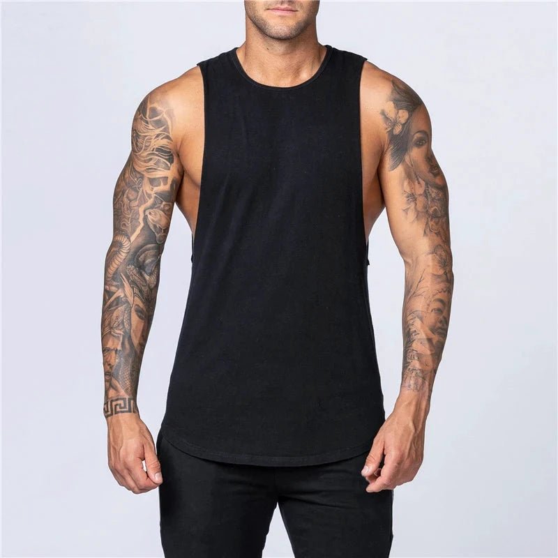 Men's Gym Clothing Summer Fitness Cotton Tank Top Men Jogging Bodybuilding Sleeveless Shirt Breathable O-Neck Casual Muscle Vest MANDOTOS