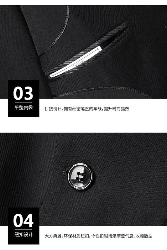 8XL Suit (Blazer+pants) Fashion Business Gentleman Italian Style Slim Solid Color Professional Suit Wedding Groom Best Man Suit