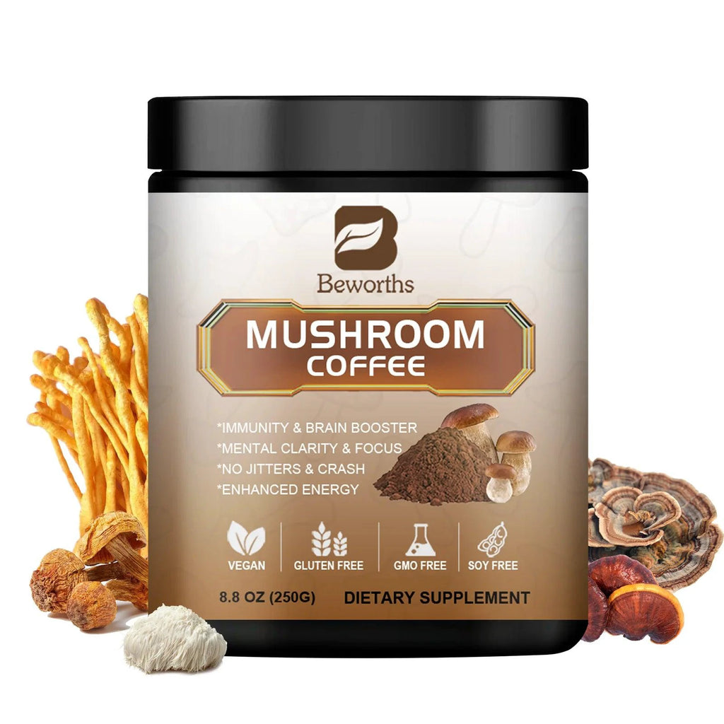 Mushroom Coffee - 10 Mushroom Extract Blend for Energy & Immunity - MANDOTOS