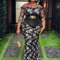African Dresses for Women 2025 New Fashion Plus Size Sequin Evening Party Long Dress Dashiki Ankara Outfits Robe African Clothes
