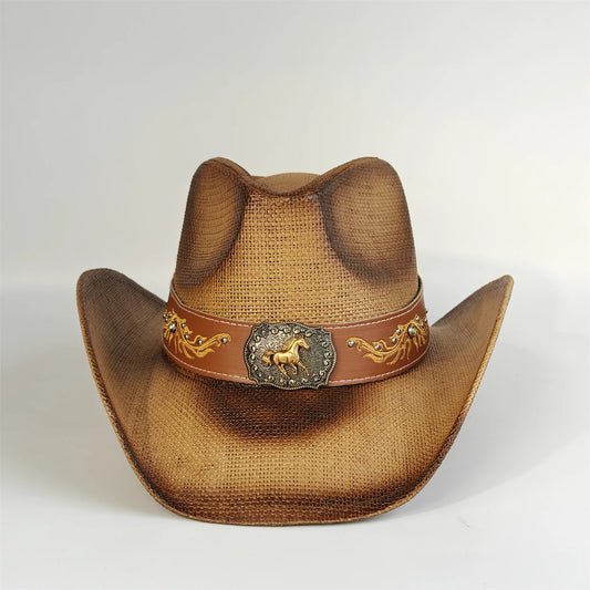 2026 Embroidery Horse Accessories Straw Cowboy Hat for Women Men – Western Sun Hat for Country Concert Rodeo and Cowgirl Hat