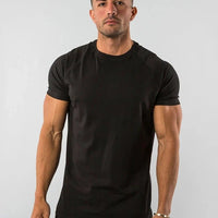 T Shirt Men Casual Short Sleeve Muscle Joggers Bodybuilding Tshirt Male Gym Fitness Tops Tee Streetwear Slim Fit Summer T-shirt MANDOTOS