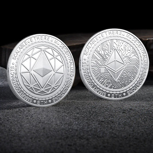 Bitcoin BTC ETH ADA XLM SHIB DOGE XRP SOL DOT LINK LTC UNI Coin Physical Metal Crypto Currency Coin Collection with Plastic Case