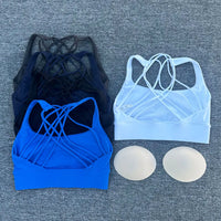 Women's Fitness Sports Bra Anti-Sweat Fitness Top Women Yoga Bra Shockproof Crop Top Cross Back Sport Bra Gym Workout Top