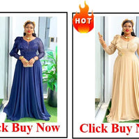 Customized Elegant Dress Women for Wedding Party Summer Autumn African V-neck Long Sleeve Evening Long Maxi Dress Gowns Africa C