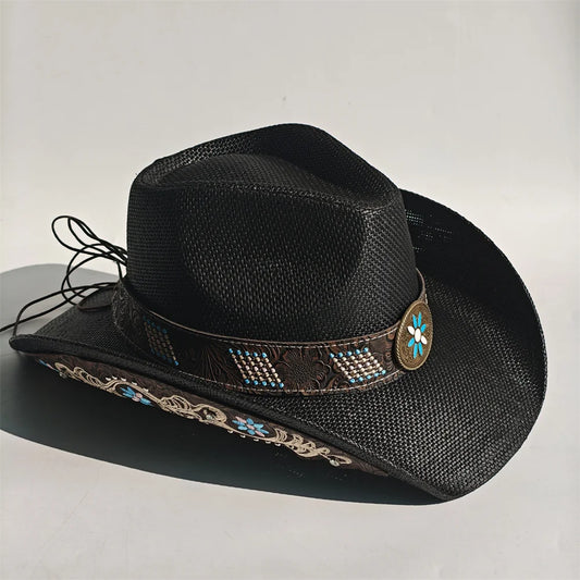 2026 Embroidery Horse Accessories Straw Cowboy Hat for Women Men – Western Sun Hat for Country Concert Rodeo and Cowgirl Hat