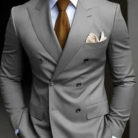 High Quality Brown Men's Suits Double Breasted Bespoke Double Breasted Peaked Lapel Formal Blazer Slim Fit 2 Piece Jacket Pants
