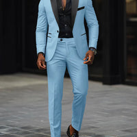 Men's New Fashion Business Casual Two-piece, Comfortable and Breathable Slim-fit Side Slit Single-button Suit Jacket+trousers