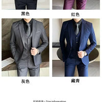 S-9XL New (Blazer+Vest+Pants) Men's Fashion Business Gentleman Professional Formal Dress Korean Version Banquet Dress Suit 6XL