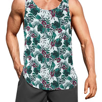 Hawaiian Style Palm Print Men's Tank Top for Summer Beach Trips - MANDOTOS INTERNATIONAL