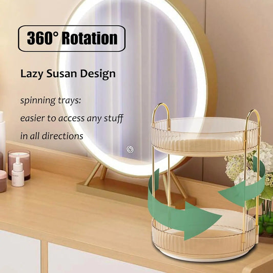 Rotating Makeup Organizer for Vanity, High-Capacity Skincare Storage Perfume Cosmetic Dresser Organizer Countertop 360 Spinning - MANDOTOS