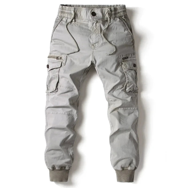Mandotos Cargo Pants for Men Cotton Full Length Tactical Military Cargo Trousers Gray - MANDOTOS