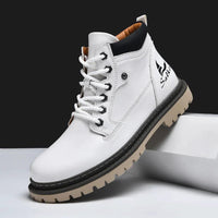 Handmade Men Boots Ankle Winter Leather Shoes Autumn Outdoor Hiking Boots Sneakers Hombres Botas High Top Footwear Anti Slip MANDOTOS
