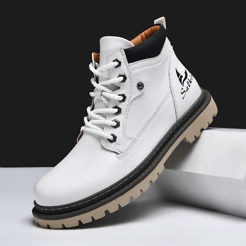 Handmade Men Boots Ankle Winter Leather Shoes Autumn Outdoor Hiking Boots Sneakers Hombres Botas High Top Footwear Anti Slip MANDOTOS