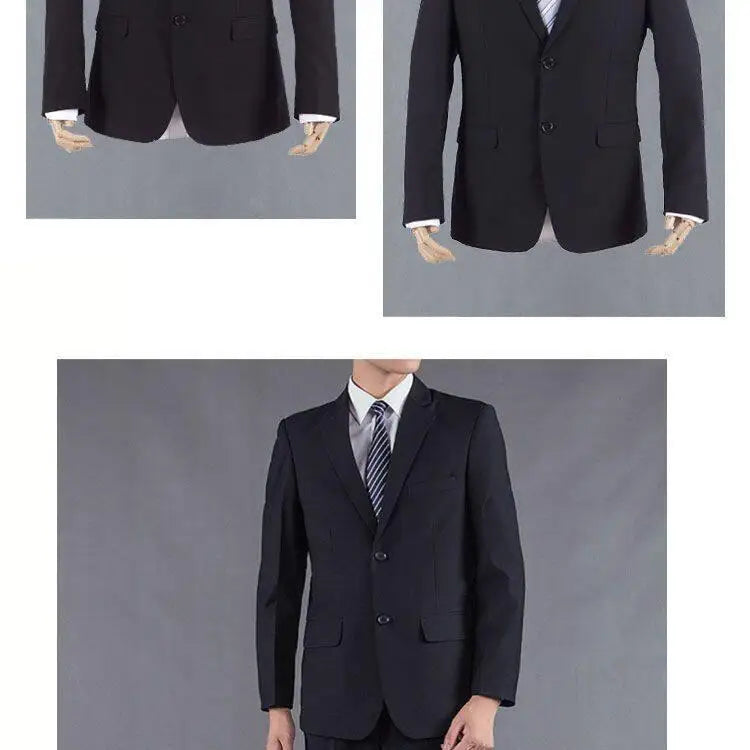 Casual Two-Piece Suit for Men Business Professional Youthful Style Cotton Spring Summer Autumn Wear Double-Cuffed Office Appr...