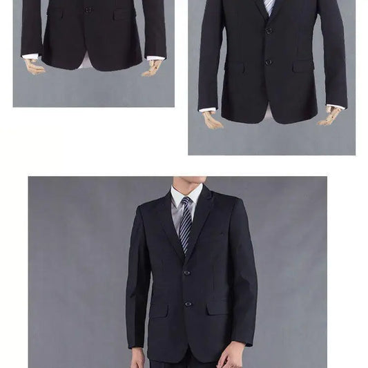 Casual Two-Piece Suit for Men Business Professional Youthful Style Cotton Spring Summer Autumn Wear Double-Cuffed Office Appr...
